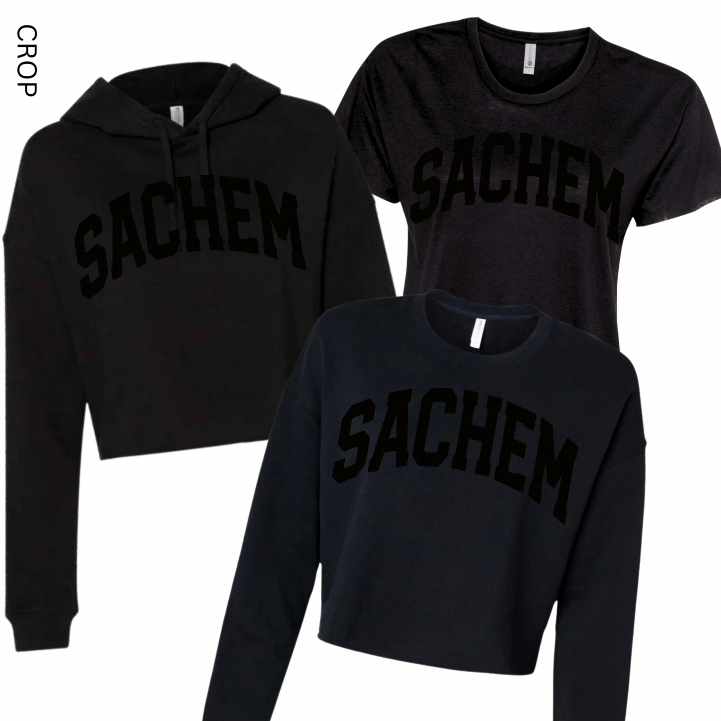 Puffed Sachem Black on Black Cropped | Sagamore Spiritwear Fundraiser | LI Spirit & Sports Apparel