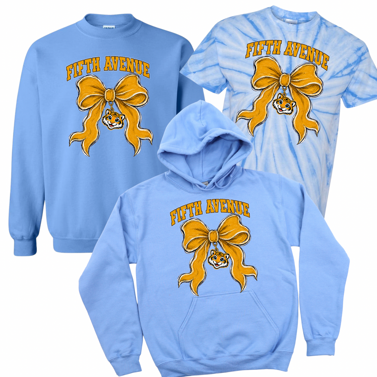 Fifth Avenue Tiger Bow - Carolina Blue | Fifth Avenue Spiritwear Fundraiser | LI Spirit & Sports Apparel