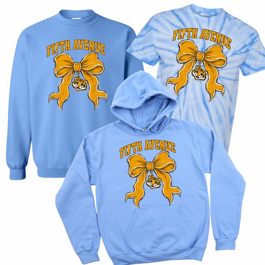 Fifth Avenue Tiger Bow - Carolina Blue | Fifth Avenue Spiritwear Fundraiser | LI Spirit & Sports Apparel