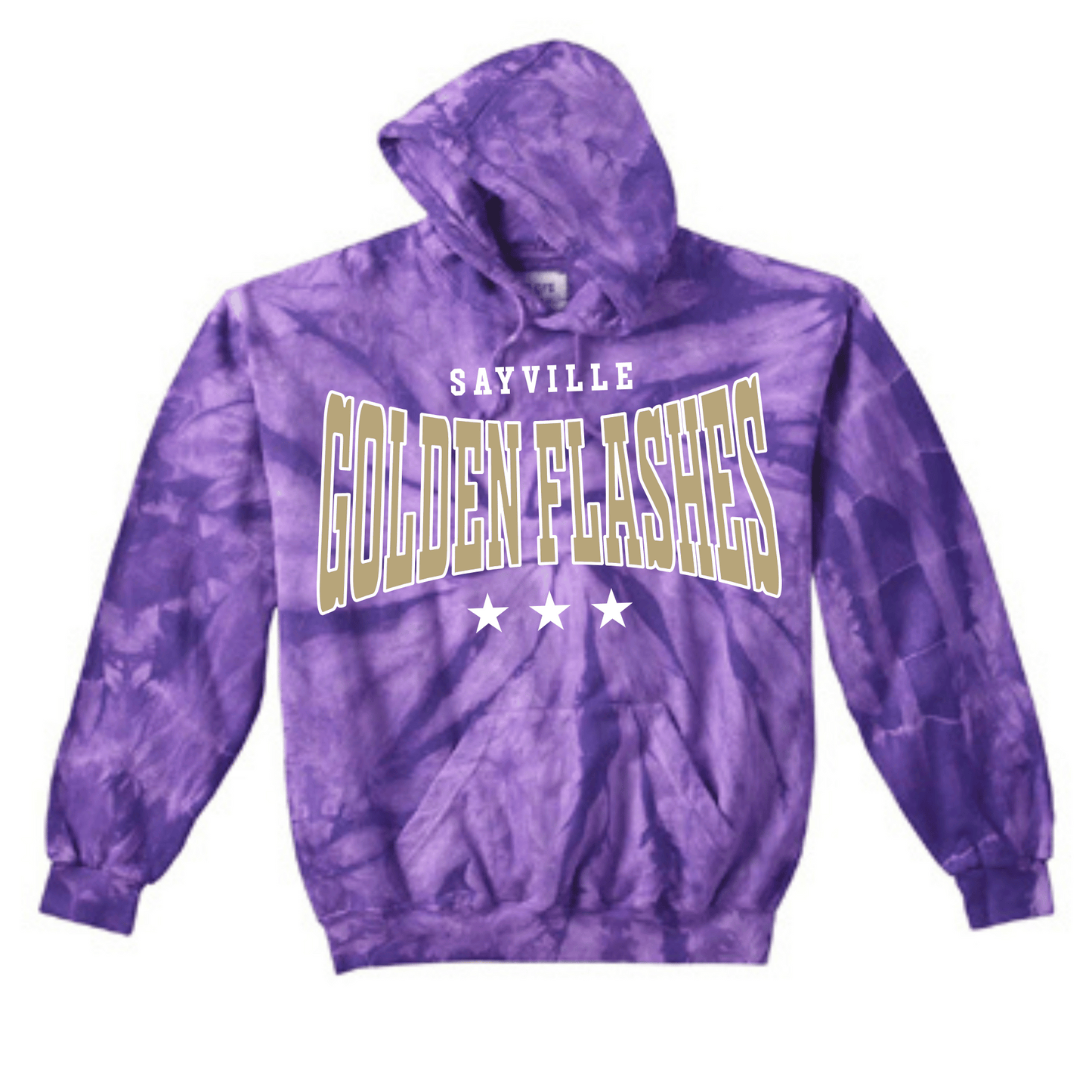 Sayville Golden Flashes Tie Dye Hoodie | Sayville Cheer Spiritwear Fundraiser | LI Spirit & Sports Apparel