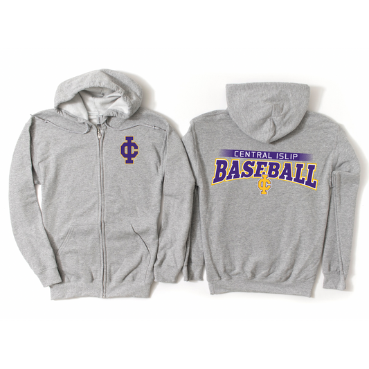 CI Baseball Classic Arch Zip-Up Hoodie - Athletic Gray | CI Baseball Spiritwear Fundraiser | LI Spirit & Sports Apparel