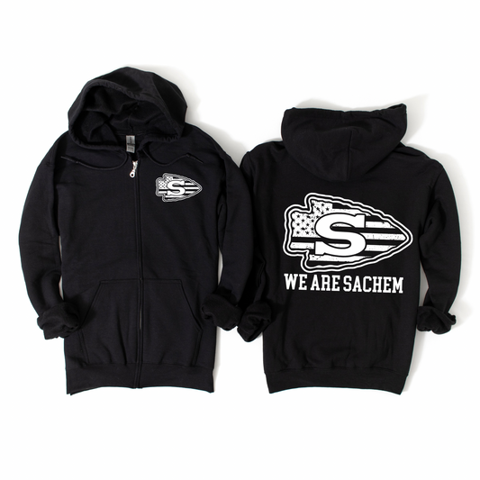 We Are Sachem Arrow Flag Zip-Up Hoodie | Lynwood Spiritwear Fundraiser | LI Spirit & Sports Apparel