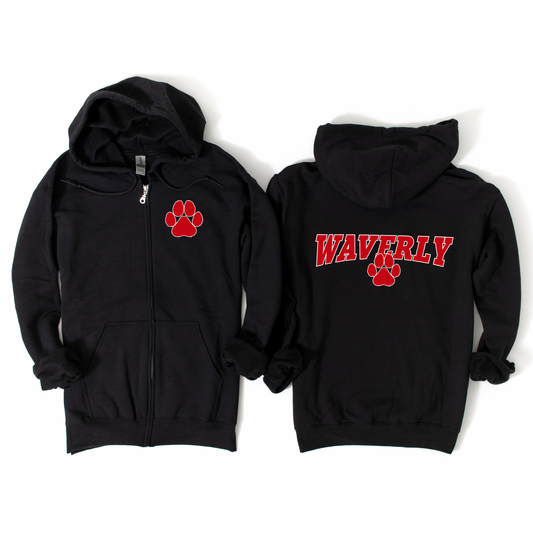 Waverly Arch Zip-Up Hoodie - Black | Waverly Spiritwear Fundraiser | LI Spirit & Sports Apparel