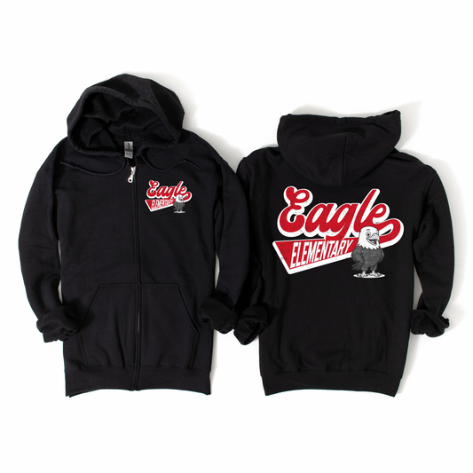 Retro Eagle Elementary Black Zip-Up Hoodie | Eagle Elementary Spiritwear Fundraiser | LI Spirit & Sports Apparel