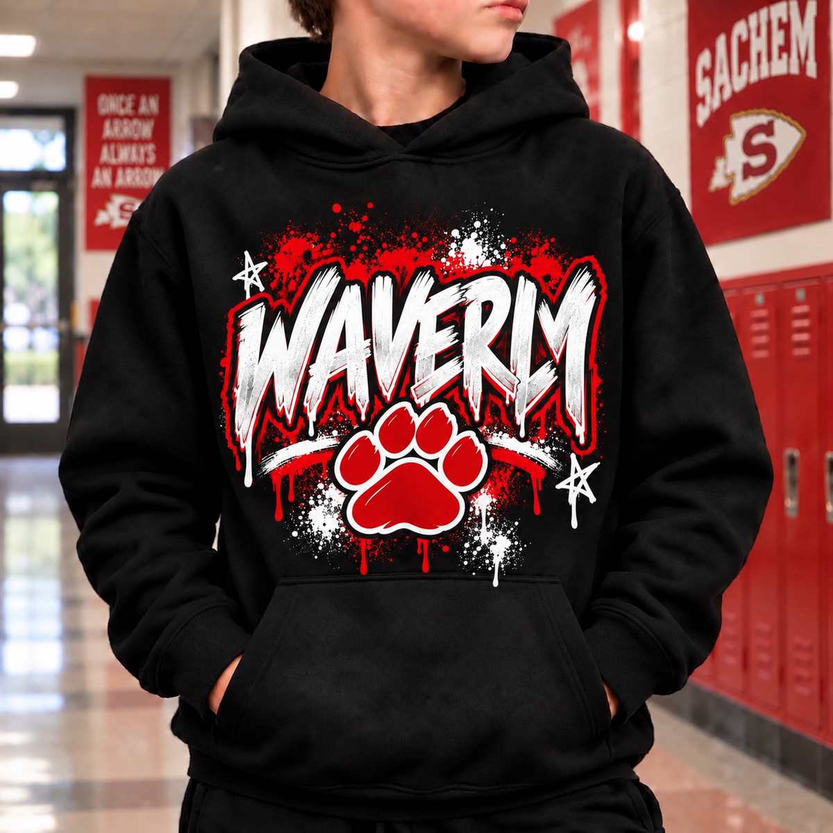 Waverly Hype (Red) - Black | Waverly Spiritwear | LI Spirit & Sports Apparel