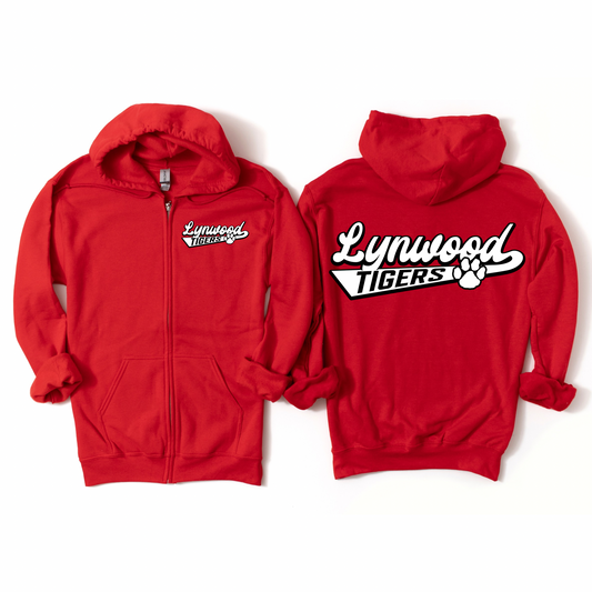 Retro Lynwood Red Zip-Up Hoodie | Lynwood Spiritwear Fundraiser | LI Spirit & Sports Apparel
