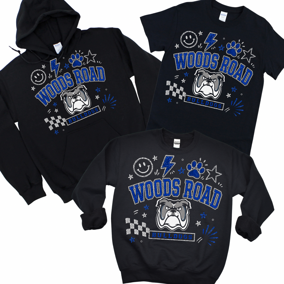 Woods Road: Bulldog Doodle  - Black | Woods Road Elementary Spiritwear Fundraiser | LI Spirit & Sports Apparel