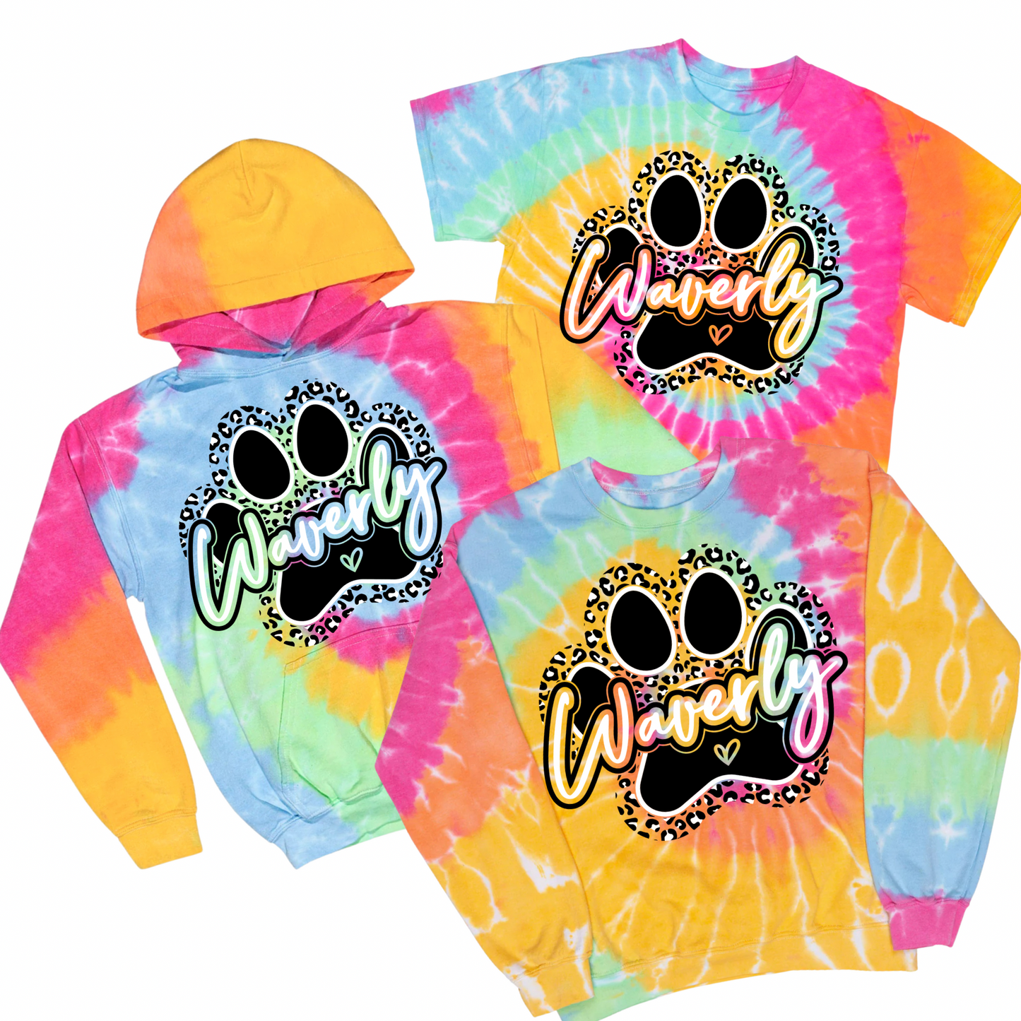 Waverly Leopard Paw Print Tie Dye | Waverly Spiritwear Fundraiser | LI Spirit & Sports Apparel