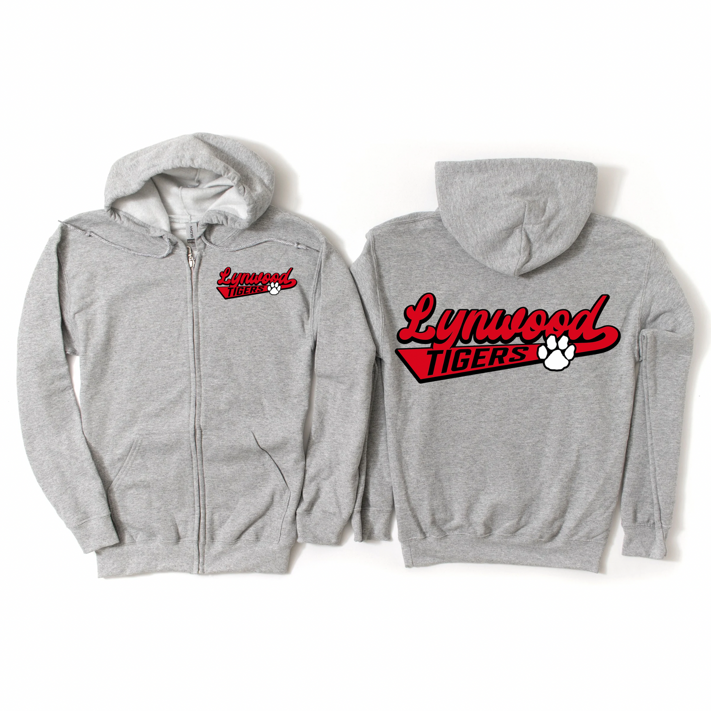 Retro Lynwood Athletic Gray Zip-Up Hoodie | Lynwood Spiritwear Fundraiser | LI Spirit & Sports Apparel