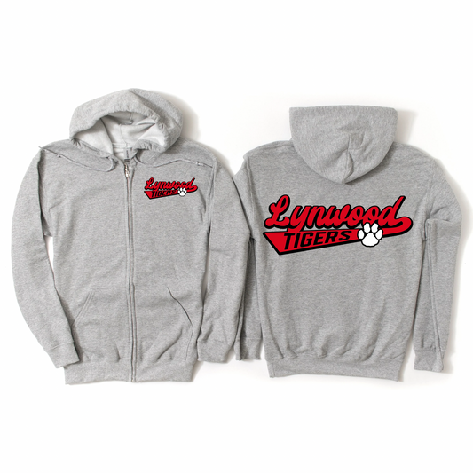 Retro Lynwood Athletic Gray Zip-Up Hoodie | Lynwood Spiritwear Fundraiser | LI Spirit & Sports Apparel
