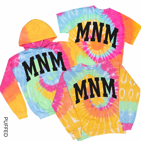 Puffed Varsity MNM Tie Dye | MNM School for the Deaf Spiritwear Fundraiser | LI Spirit & Sports Apparel