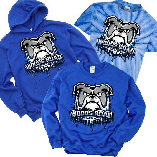 Woods Road Elementary Drip - Royal Blue | Woods Road Spiritwear Fundraiser | LI Spirit & Sports Apparel