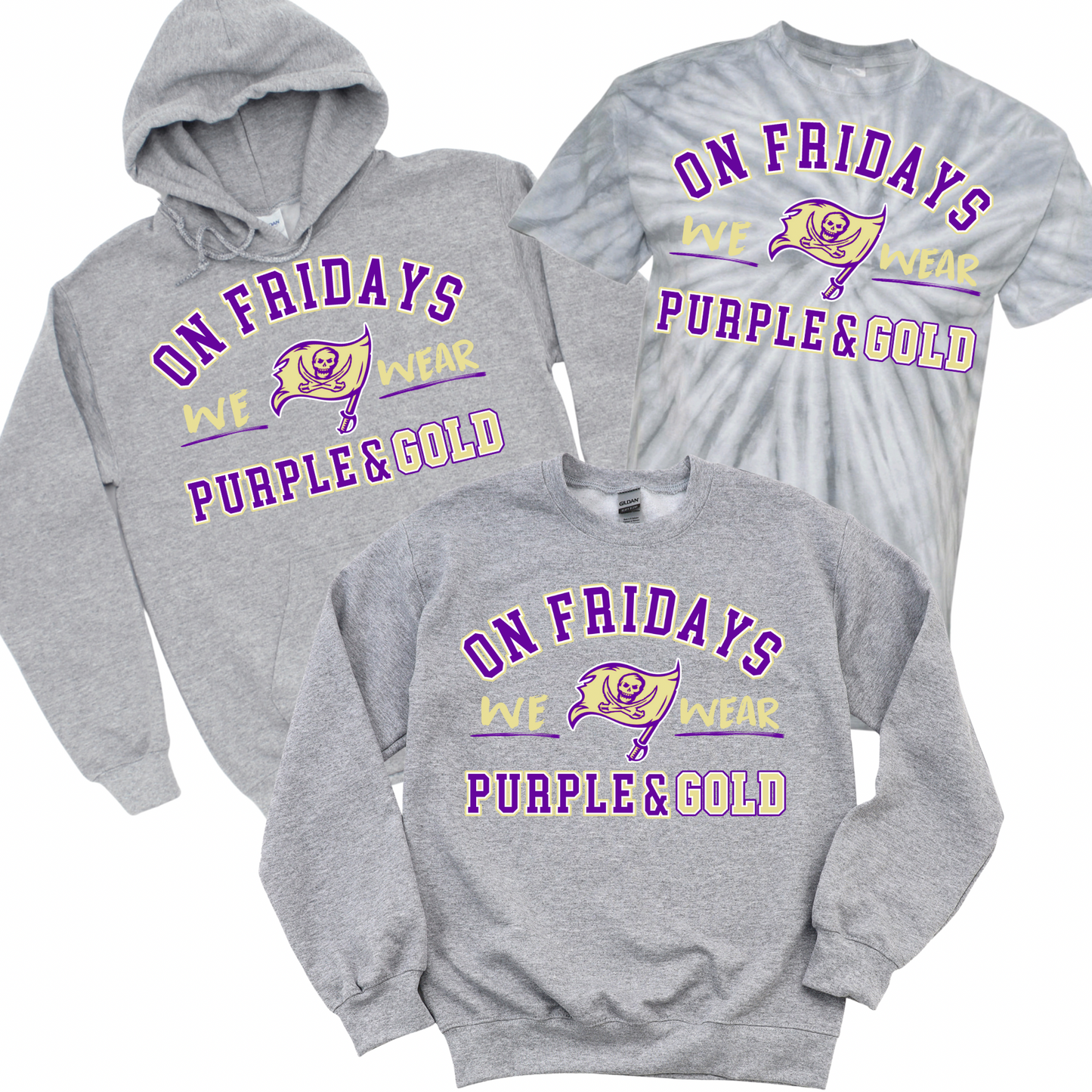 On Fridays We Wear Purple & Gold - Athletic Gray | Wing Elementary Spiritwear Fundraiser | LI Spirit & Sports Apparel