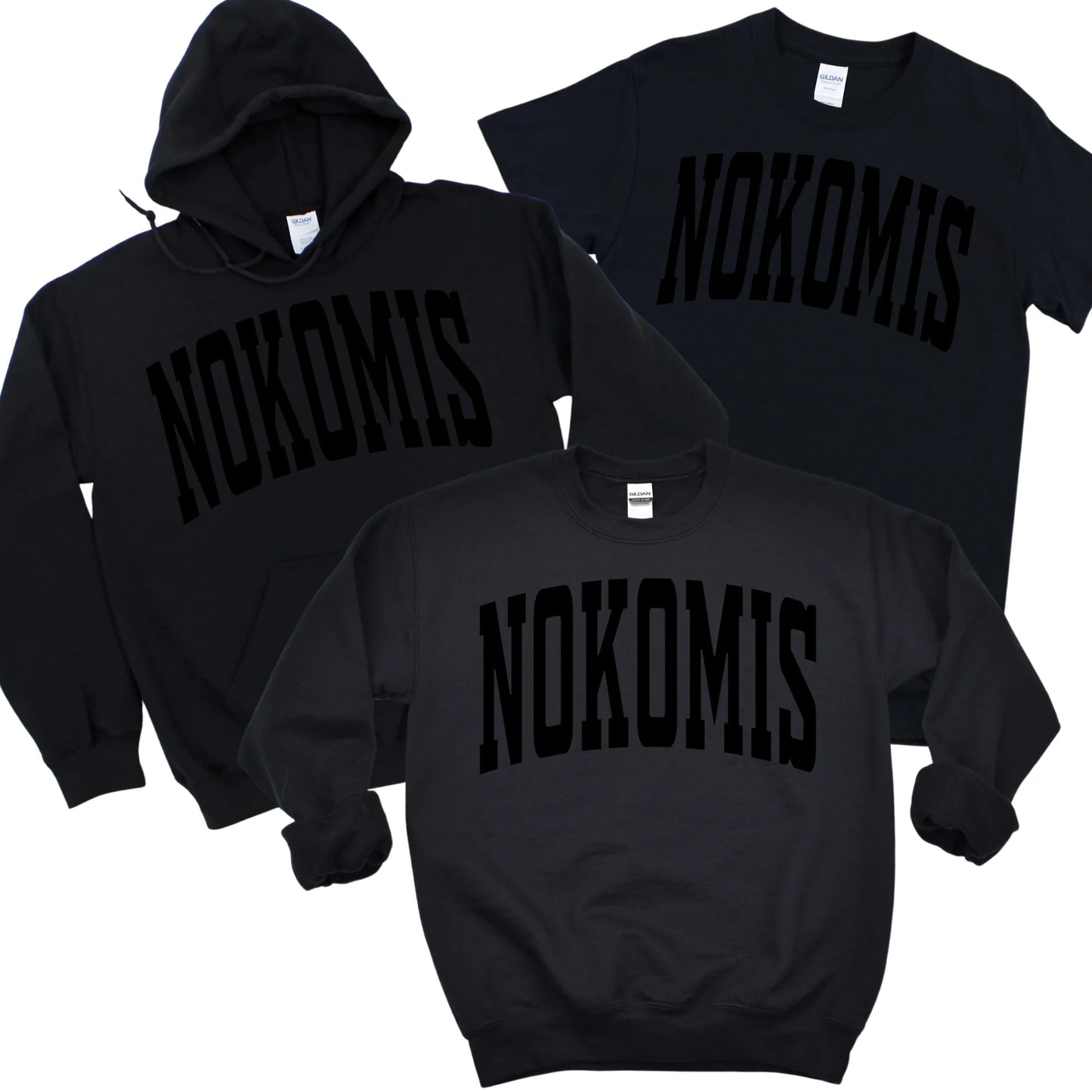 Puffed Nokomis Black on Black | Nokomis Elementary Spiritwear Fundraiser | LI Spirit & Sports Apparel