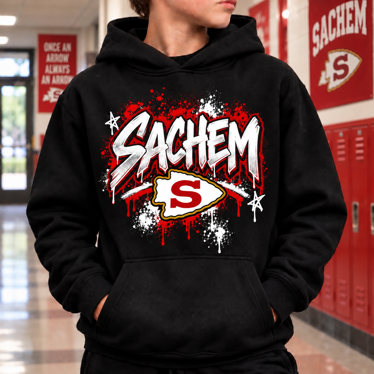 Sachem Hype (Red) - Black | Sachem Apparel | LI Spirit & Sports Apparel
