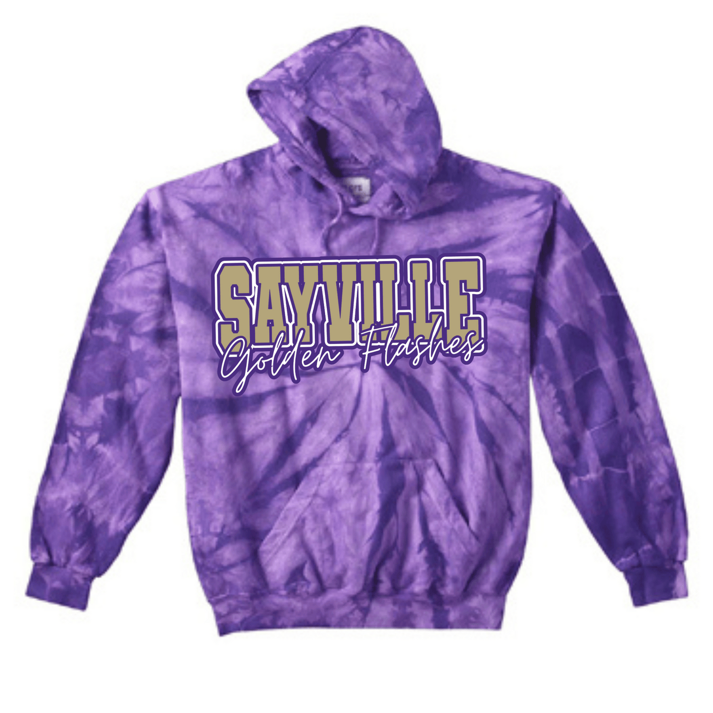 Sayville Golden Flashes Tie Dye Hoodie | Sayville Cheer Spiritwear Fundraiser | LI Spirit & Sports Apparel