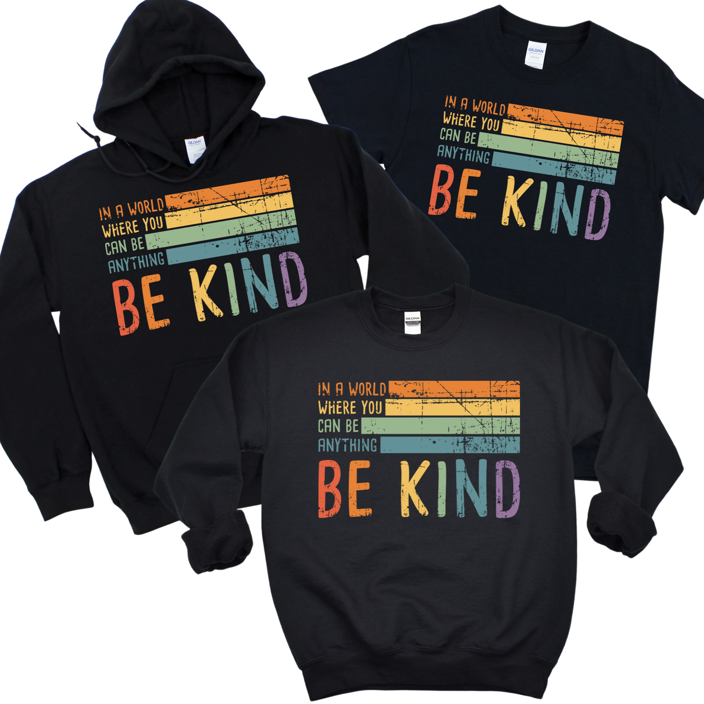 Be Kind Retro Stripe - Black | Kindness Club Fundraiser | LI Spirit & Sports Apparel