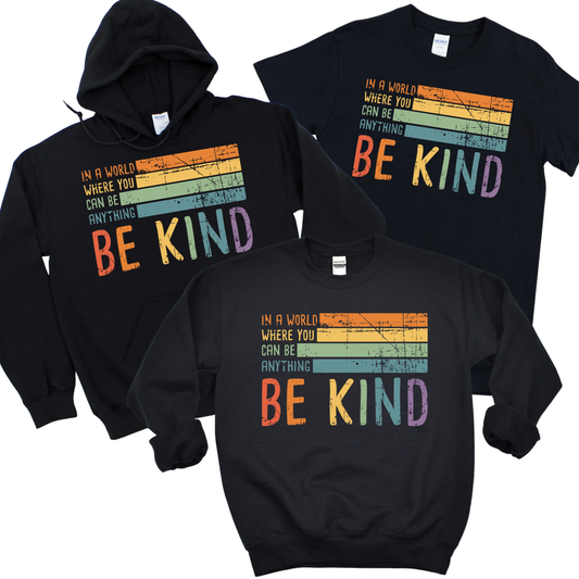 Be Kind Retro Stripe - Black | Kindness Club Fundraiser | LI Spirit & Sports Apparel