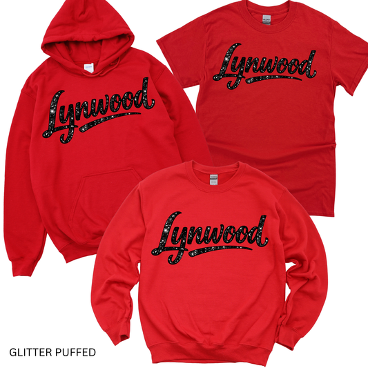 Glitter Puffed Lynwood - Red | Lynwood Spiritwear Fundraiser | LI Spirit & Sports Apparel