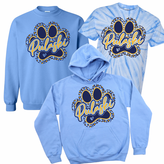 Pulaski Leopard Paw Print - Carolina Blue | Pulaski Road Spiritwear Fundraiser | LI Spirit & Sports Apparel