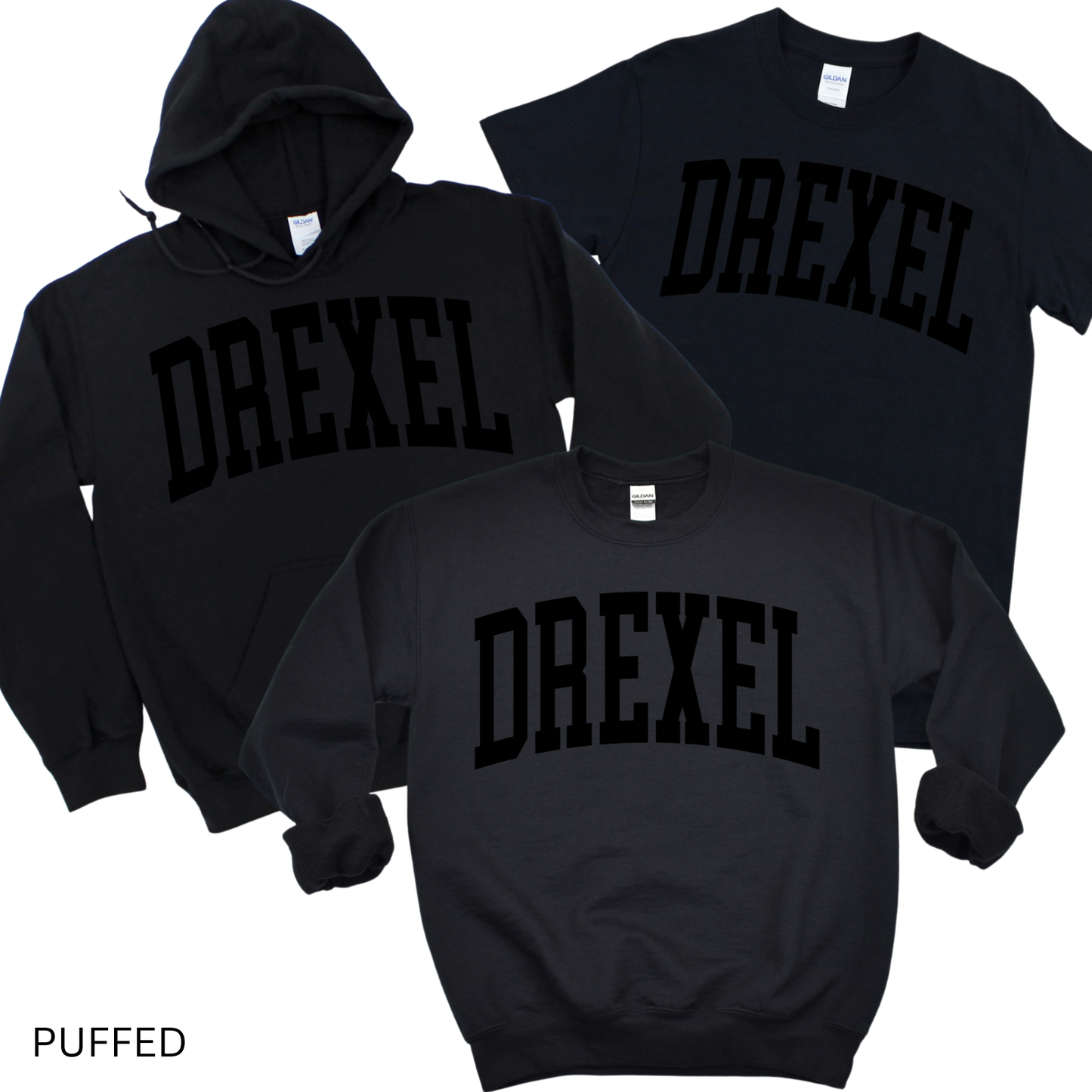 Puffed Varsity Drexel - Black on Black | Drexel Avenue Apparel | LI Spirit & Sports Apparel