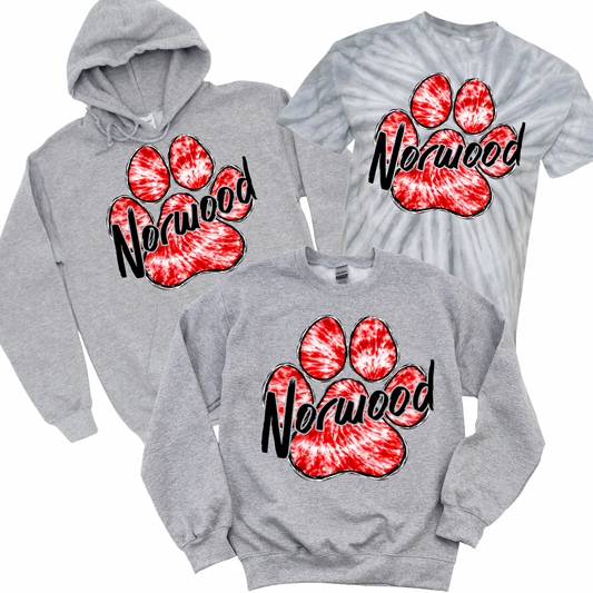 Norwood Tie Dye Paw - Athletic Gray | Norwood Ave Spiritwear Fundraiser | LI Spirit & Sports Apparel