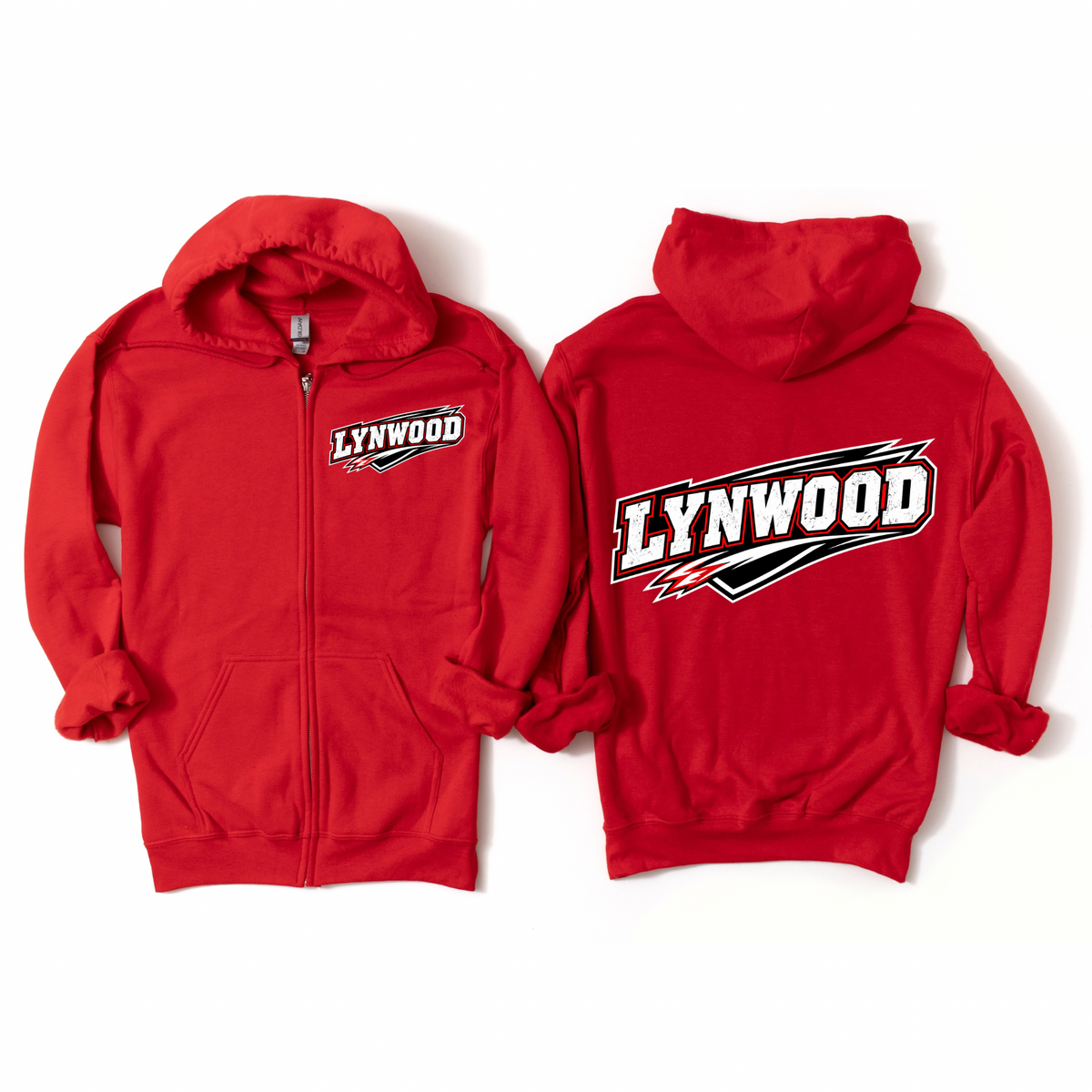 Lynwood Bolt Zip-Up Hoodie - Red | Lynwood Spiritwear Fundraiser | LI Spirit & Sports Apparel