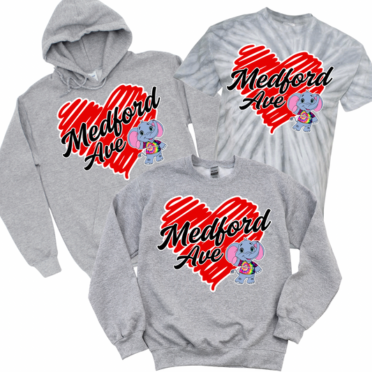 Medford Ave Heart - Athletic Gray | Medford Ave Elementary Spiritwear Fundraiser | LI Spirit & Sports Apparel