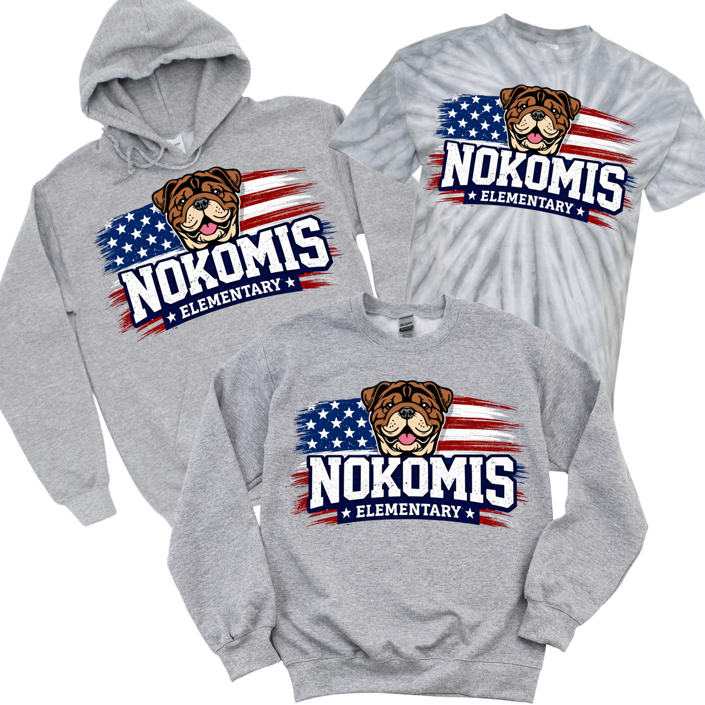 Patriotic Nokomis Elementary - Athletic Gray | Nokomis Elementary Spiritwear Fundraiser | LI Spirit & Sports Apparel