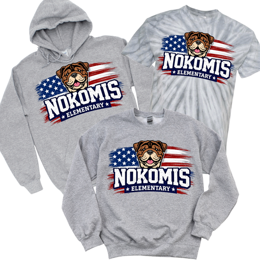 Patriotic Nokomis Elementary - Athletic Gray | Nokomis Elementary Spiritwear Fundraiser | LI Spirit & Sports Apparel