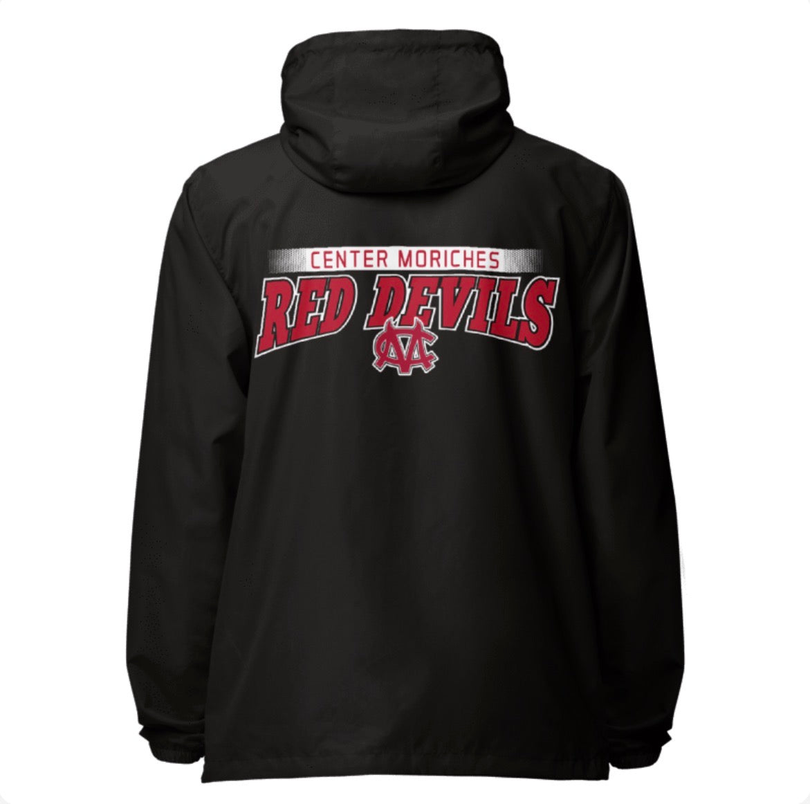 Center Moriches Red Devils Arch Windbreaker Jacket | Center Moriches HS Spiritwear Fundraiser | LI Spirit & Sports Apparel