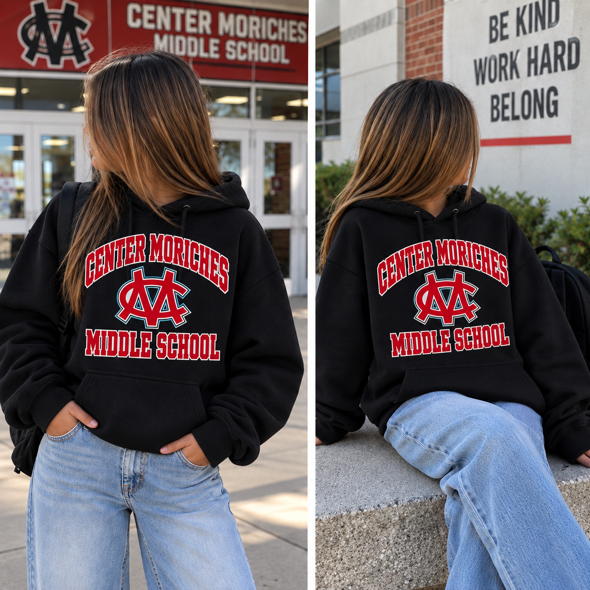 Classic Collegiate Style  - Black | Center Moriches MS Spiritwear Fundraiser | LI Spirit & Sports Apparel