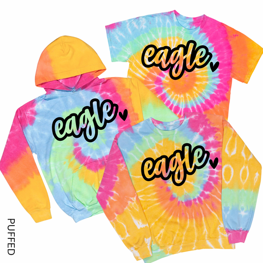 Puffed Eagle Heart Tie Dye | Eagle Elementary Spiritwear Fundraiser | LI Spirit & Sports Apparel
