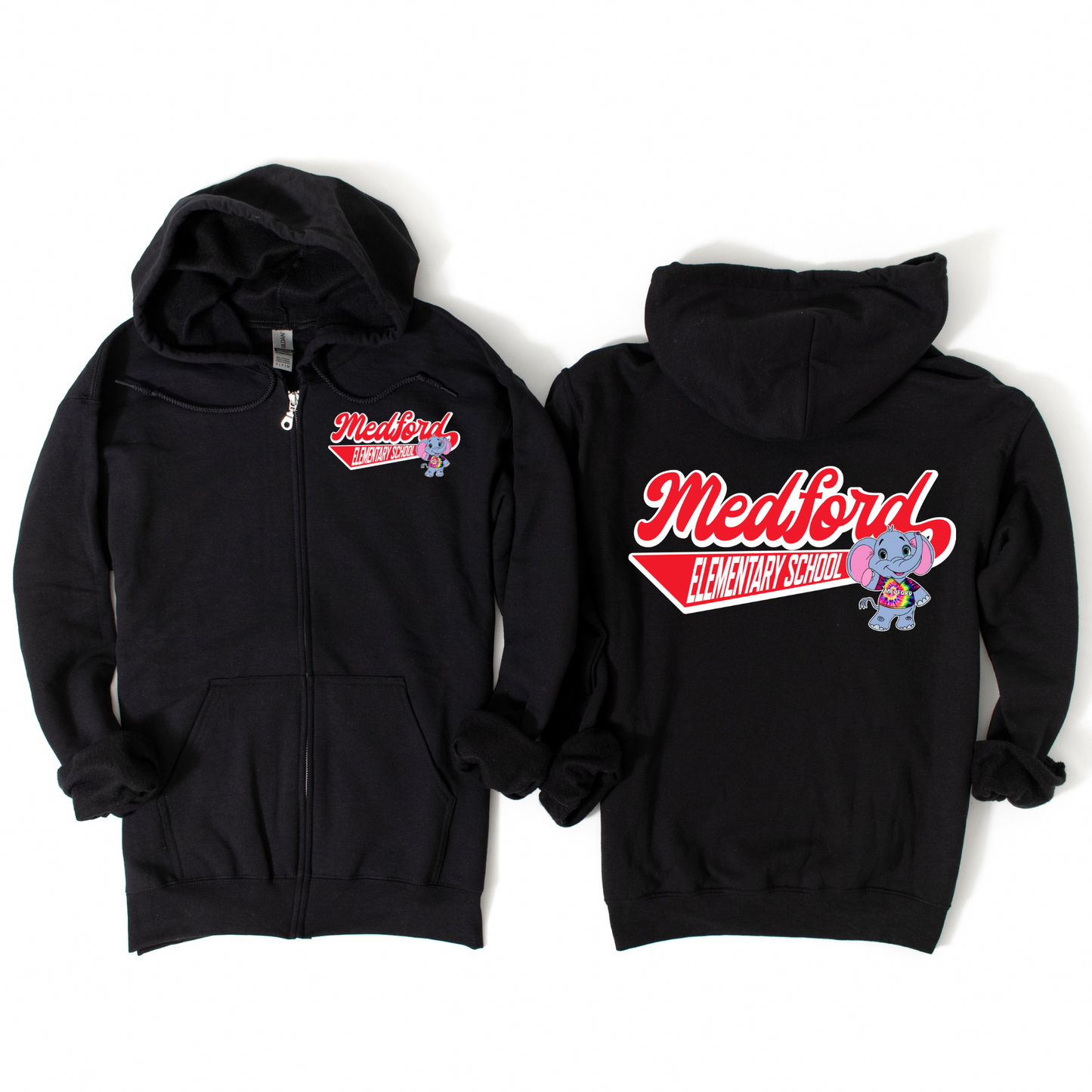 Retro Medford Elementary Zip-Up Hoodie | Medford Ave Elementary Spiritwear Fundraiser | LI Spirit & Sports Apparel