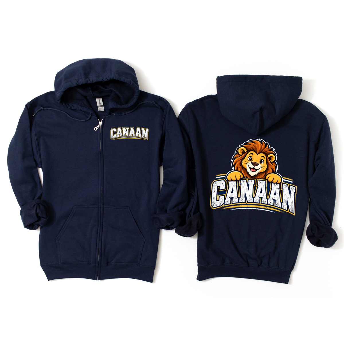 Canaan Lion Peek Zip-Up Hoodie - Navy | Canaan Spiritwear Fundraiser | LI Spirit & Sports Apparel