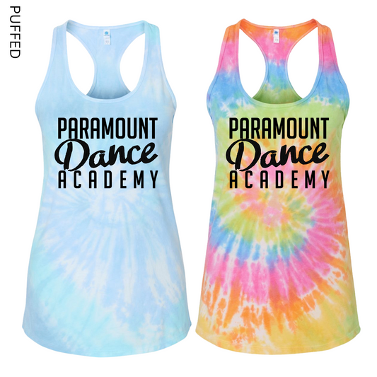 Puffed Paramount Dance Academy Tie Dye Tank Tops [Adult Sizes Only] | Paramount Dance Academy | LI Spirit & Sports Apparel