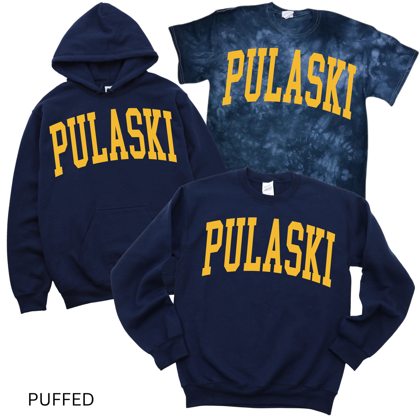 Puffed Varsity Pulaski - Navy | Pulaski Road Spiritwear Fundraiser | LI Spirit & Sports Apparel