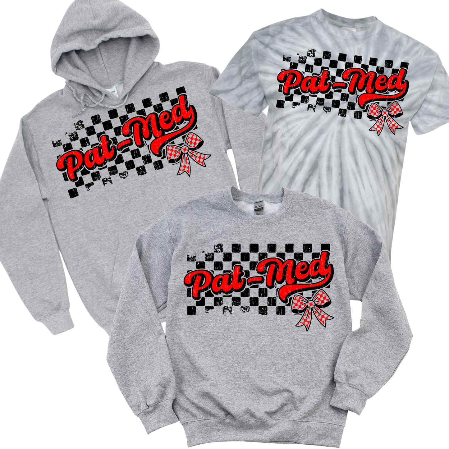Checkered Pat-Med Bow - Athletic Gray | Canaan Spiritwear Fundraiser | LI Spirit & Sports Apparel