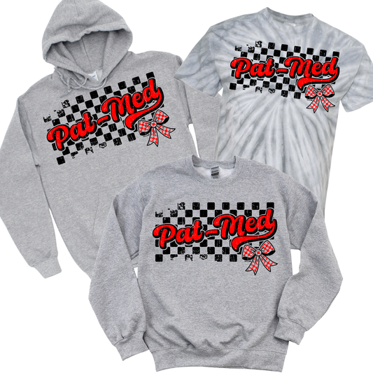 Checkered Pat-Med Bow - Athletic Gray | Canaan Spiritwear Fundraiser | LI Spirit & Sports Apparel