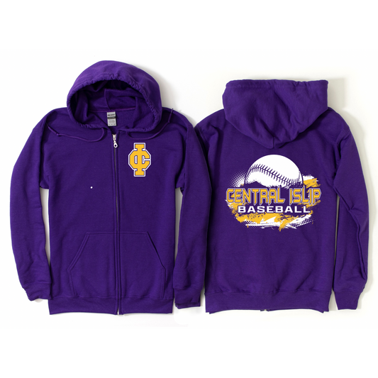 CI Baseball Grand Slam Zip-Up Hoodie - Purple | CI Baseball Spiritwear Fundraiser | LI Spirit & Sports Apparel
