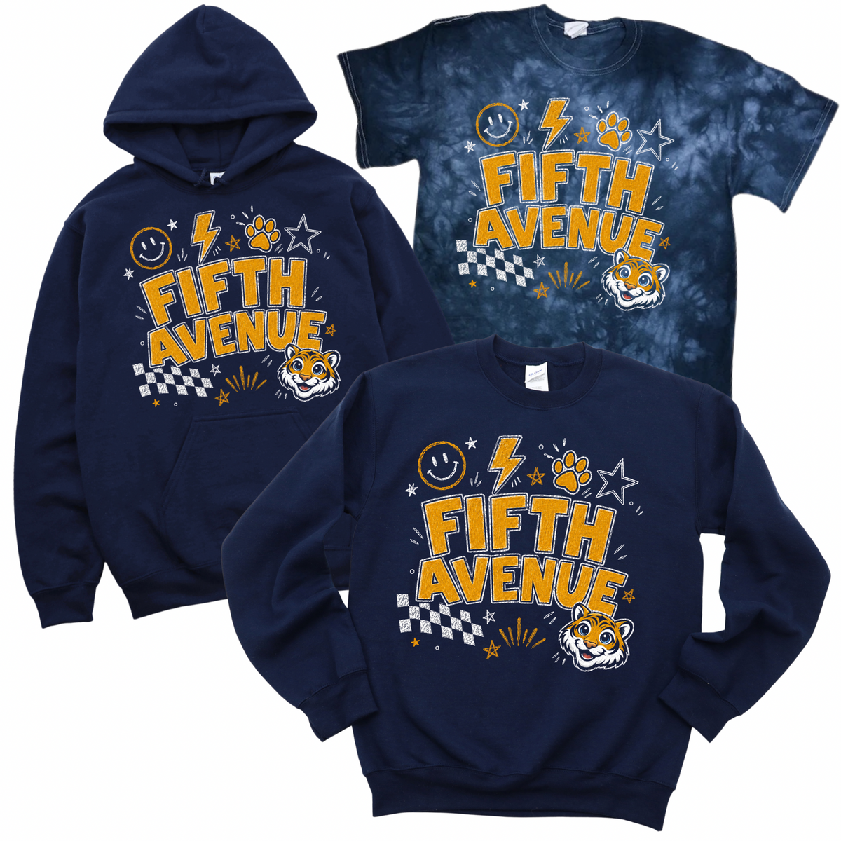 Fifth Avenue Spirit Doodle - Navy | Fifth Avenue Elementary Spiritwear Fundraiser | LI Spirit & Sports Apparel
