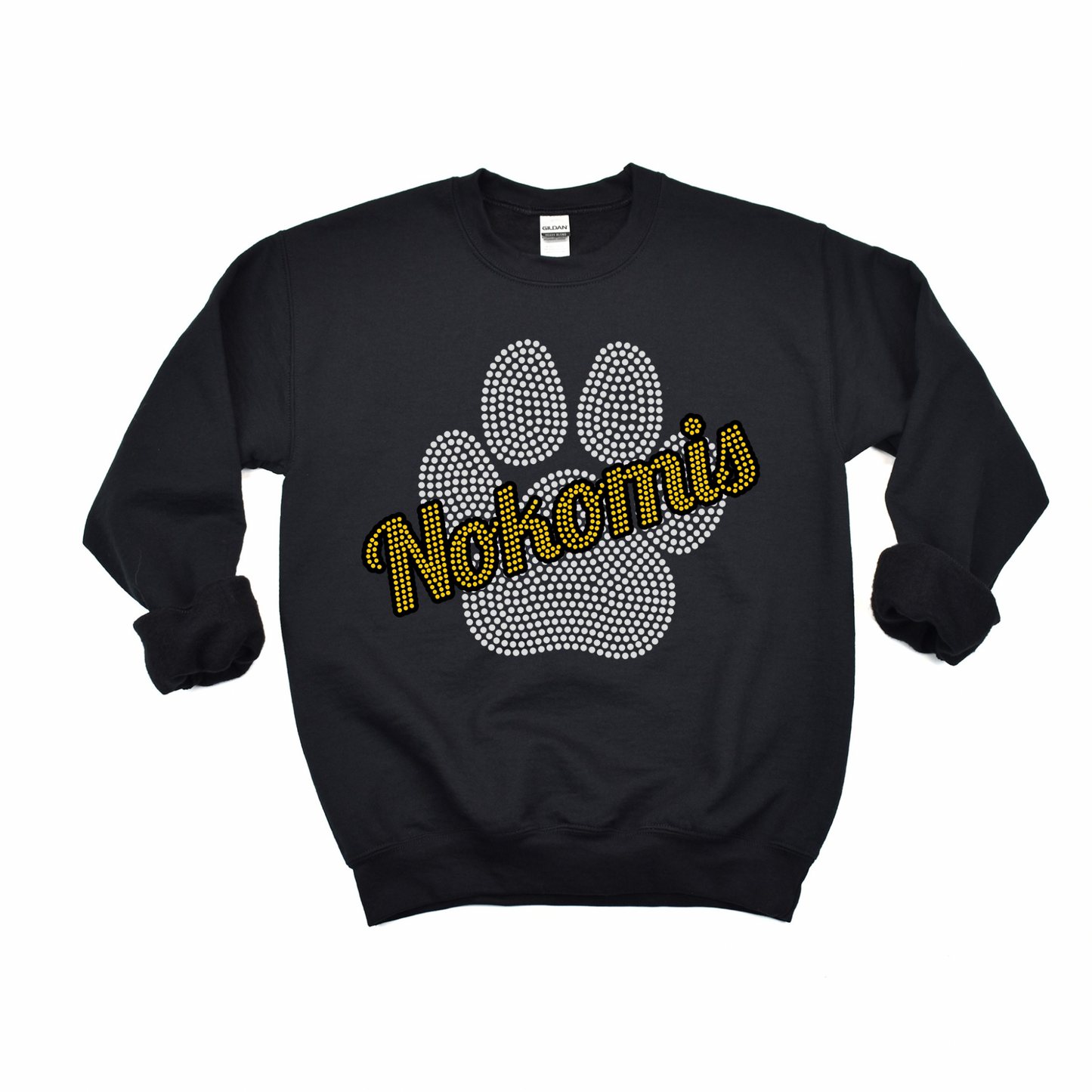 Rhinestone Nokomis Paw Crewneck | Nokomis Spiritwear Fundraiser | LI Spirit & Sports Apparel