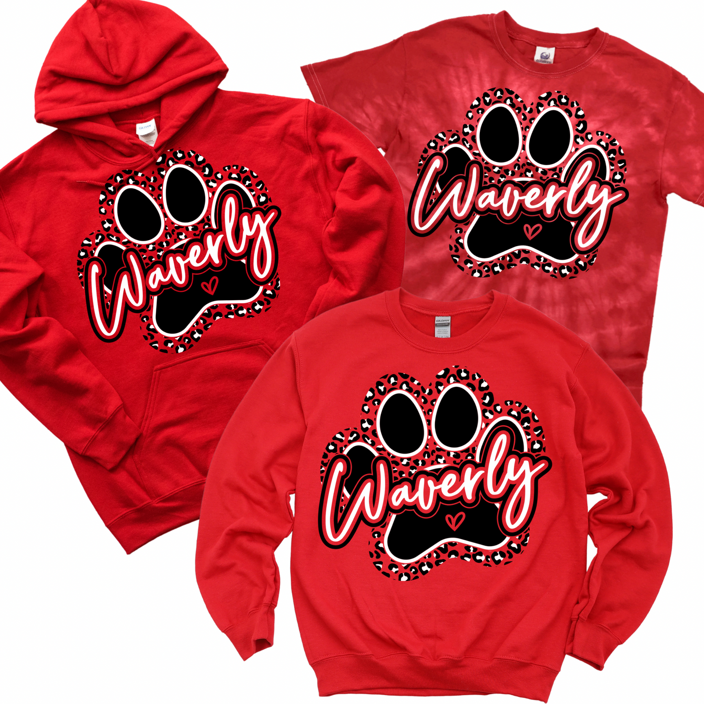 Waverly Leopard Paw Print - Red | Waverly Elementary Spiritwear Fundraiser | LI Spirit & Sports Apparel