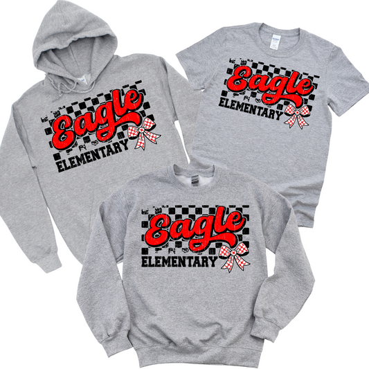 Checkered Eagle Bow | Eagle Elementary Spiritwear Fundraiser | LI Spirit & Sports Apparel
