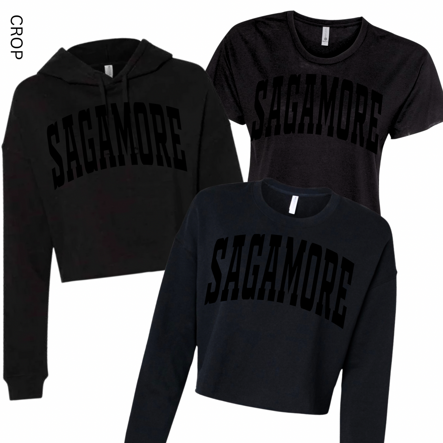 Puffed Sagamore Black on Black Cropped | Sagamore Spiritwear Fundraiser | LI Spirit & Sports Apparel