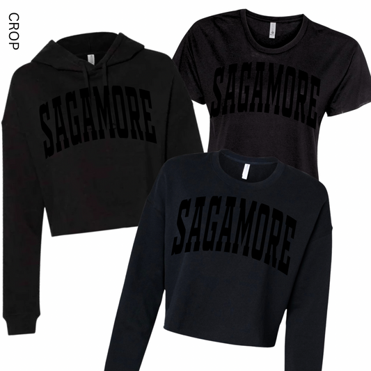 Puffed Sagamore Black on Black Cropped | Sagamore Spiritwear Fundraiser | LI Spirit & Sports Apparel