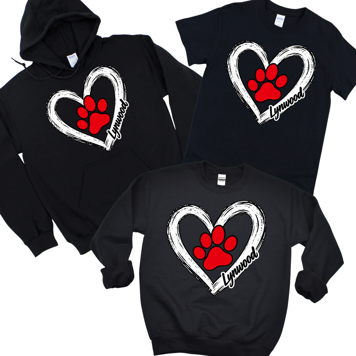 Lynwood Heart & Paw - Black | Lynwood Spiritwear Fundraiser | LI Spirit & Sports Apparel