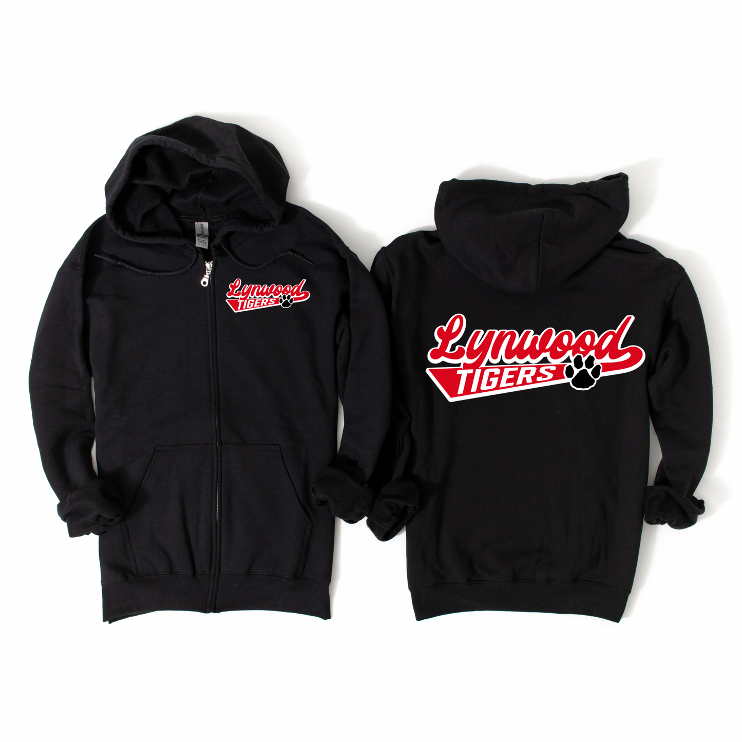 Retro Lynwood Black Zip-Up Hoodie | Lynwood Spiritwear Fundraiser | LI Spirit & Sports Apparel