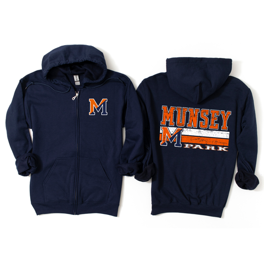 Vintage Munsey Park Zip-Up Hoodie - Navy | Munsey Park Spiritwear Fundraiser | LI Spirit & Sports Apparel