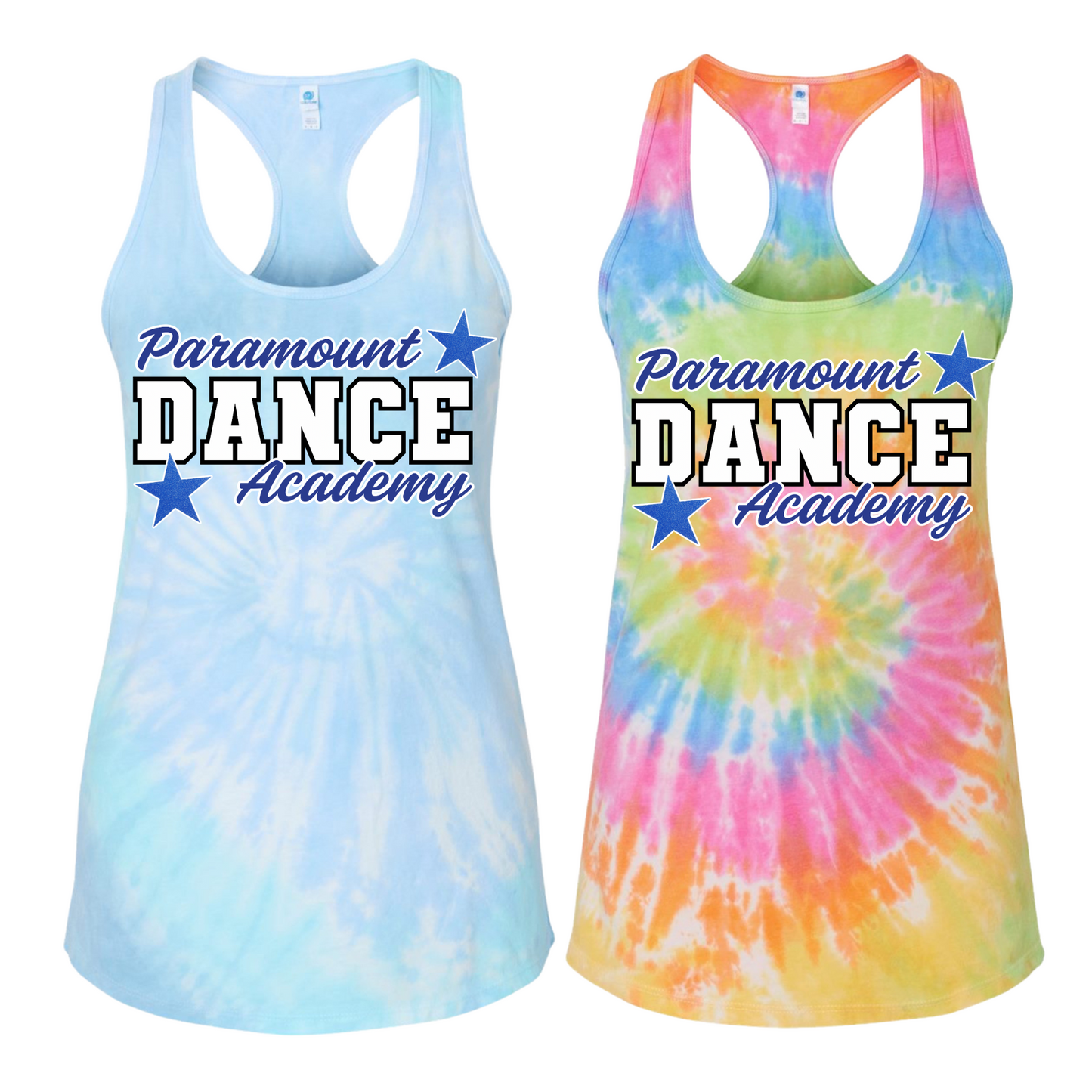 Paramount Dance Academy Stars Tie Dye Tank Tops [Adult Sizes Only] | Paramount Dance Academy | LI Spirit & Sports Apparel